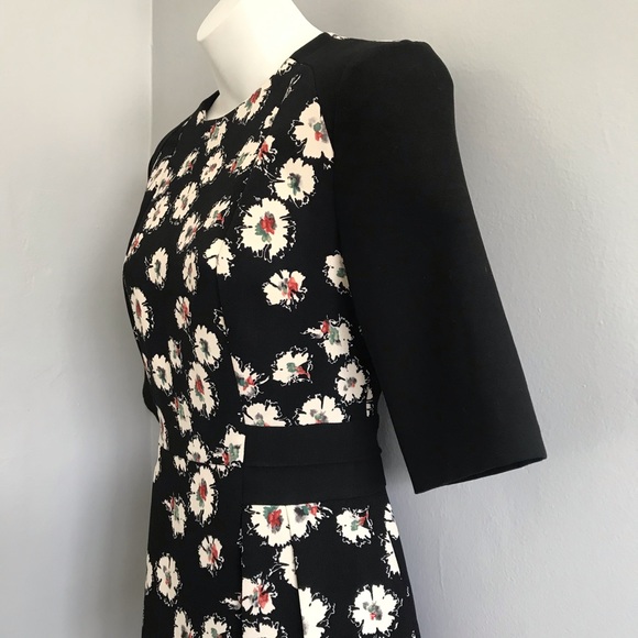 Zara Floral Block Fit & Flare Dress in Black • S - Picture 4 of 7